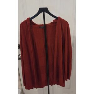 Effeci Woman Burnt Orange Hooded Open Front Cardigan Sweater Plus Size 3X